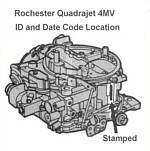 1968/1969 Rochester 4MV Quadrajet
Stamping Location
(Source: Hollander Interchange) 1968/1969 Rochester 4MV Quadrajet stamp